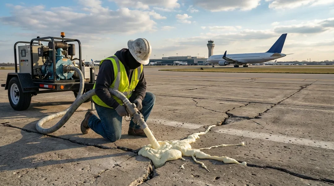 Polyfoam Grout vs. Rip-and-Replace: A Smarter Solution for Airport Runways